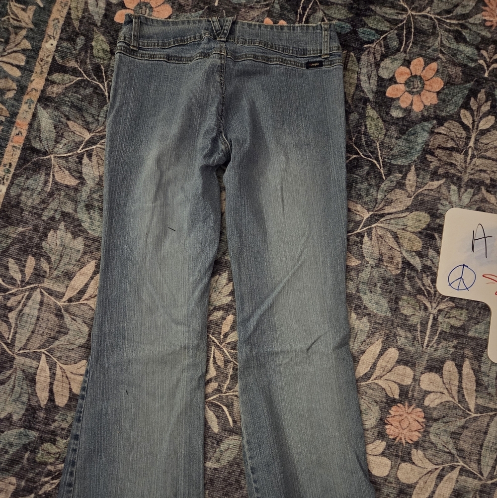 Angels Y2K Juniors Size 9 Low Rise Flare Jeans 2000s Vintage Denim Rave Club Y2K